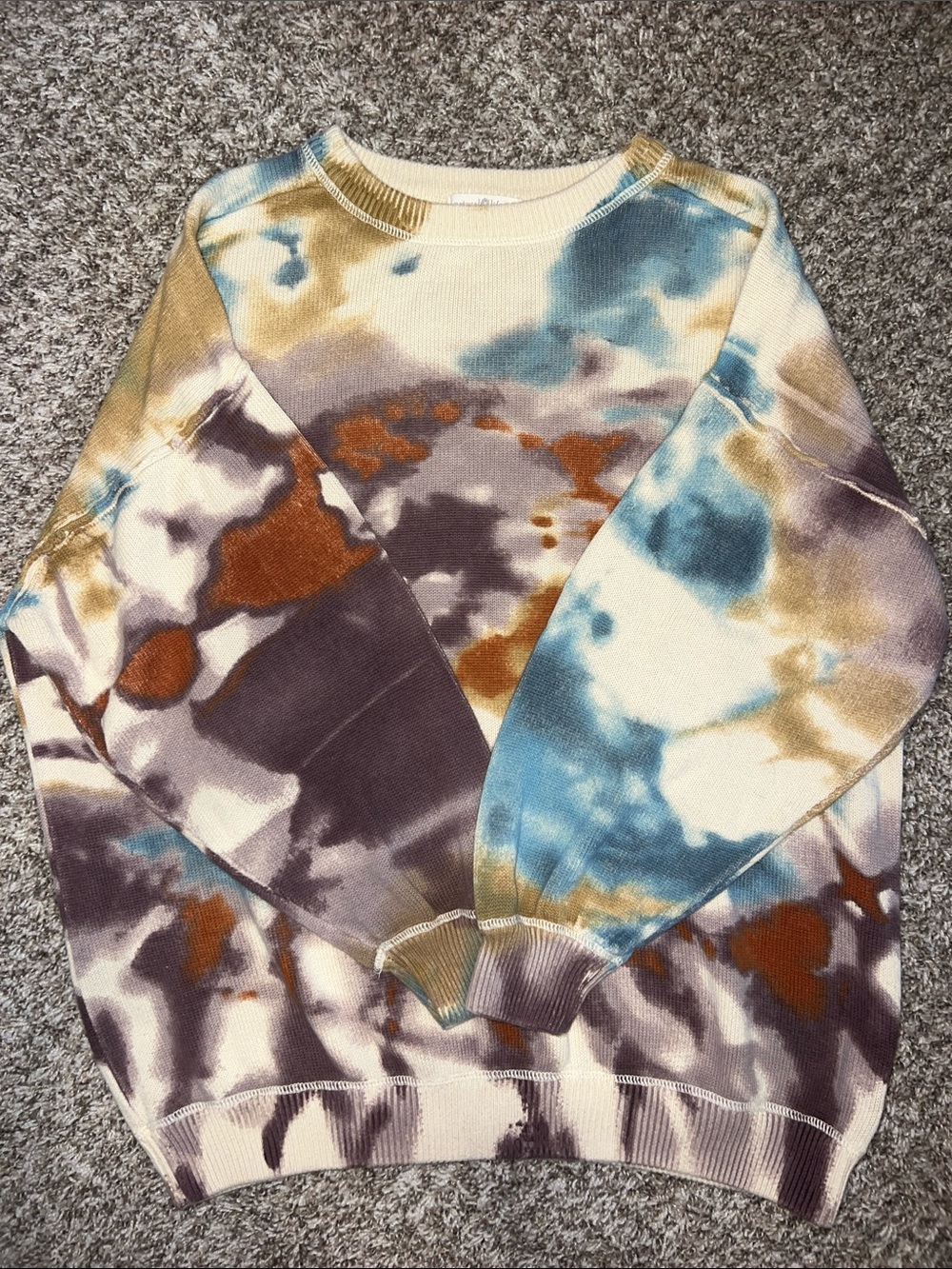 EUC! Natural Life Oversized Watercolor Tie Dye Crew Neck Sweatshirt size S/M